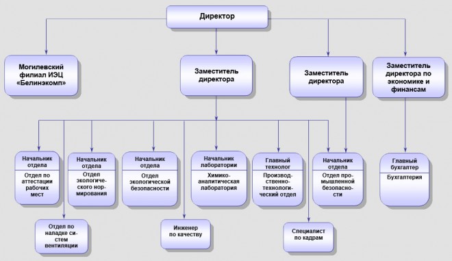 Структура ЗАО «Инженерно-экологический центр «БЕЛИНЭКОМП»